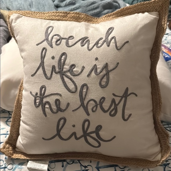 Cozy White and Tan Pillow with beach quote - Picture 1 of 1